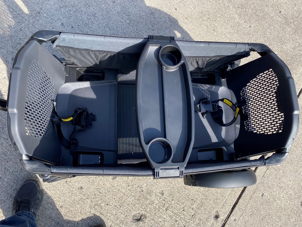 The insides of the Veer Cruiser stroller wagon
