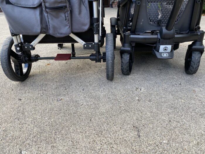 Brake pedals of the Keenz 7S and Veer cruiser side by side