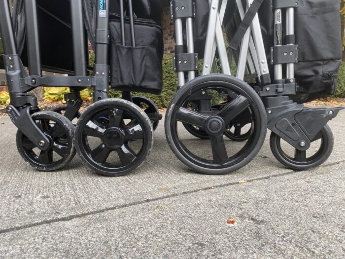 Small wonderfold wheels on left and Keenz wheels on right