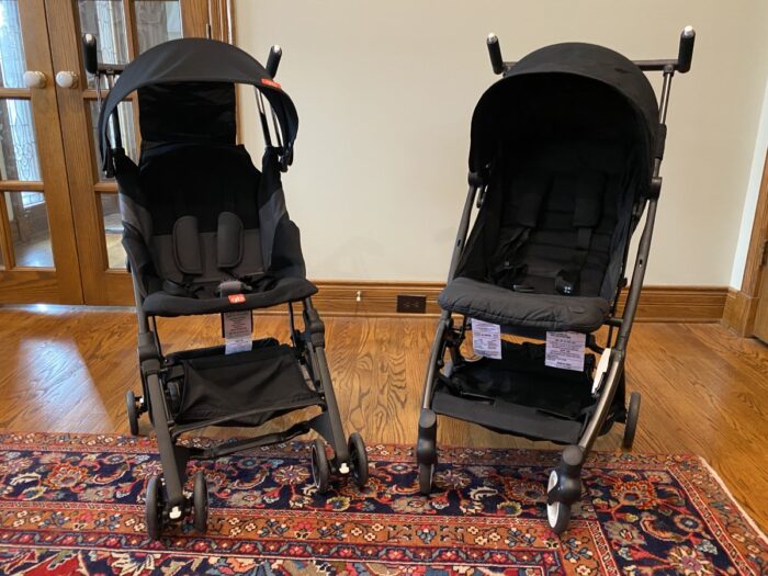 gb pockit+ on left, cybex libelle on right