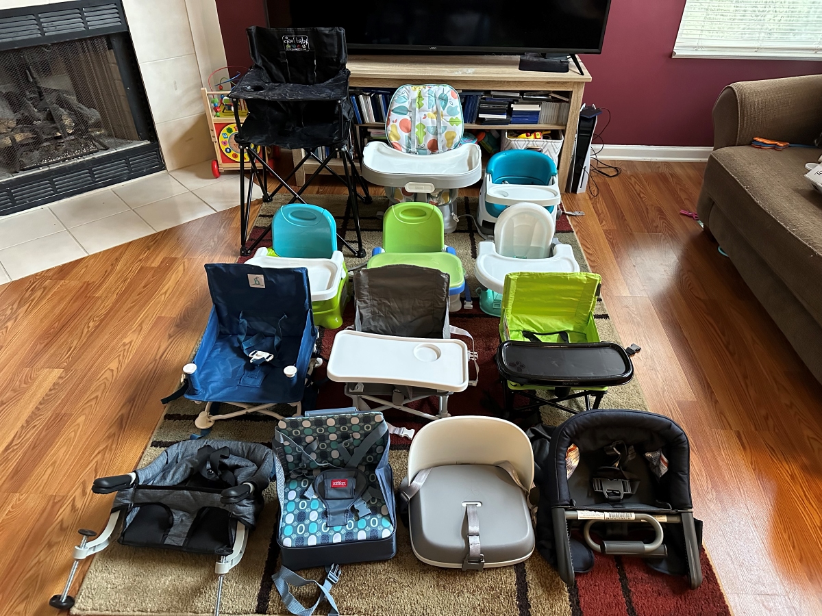 15 portable high chairs in living room