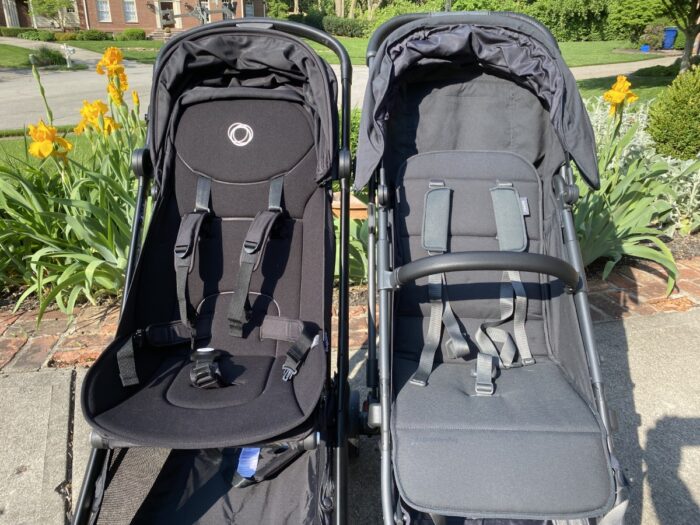 seats of bugaboo butterfly and uppababy minu v2 in upright position