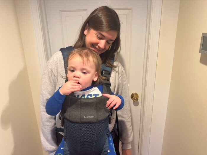 One year old in the BabyBjorn Harmony
