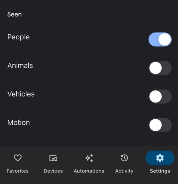 Notification Settings for Visuals